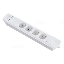 Stilo Hálózati elosztó 4db aljzat 3fm vezetékkel, kapcsolóval,(H05VV-F 3x1,5 mm2) fehér +2db USB port (2,1A 5V) Stilo STI1670