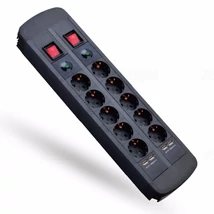 Stilo Hálózati elosztó 10db aljzat, 1.5fm vezetékkel, villámvédelemmel+4xUSB 5VDC 2x500mA, 2 kapcsolóval, H05VV-F 3x1,5mm2 Stilo STI1044