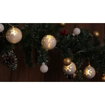 Tracon LED karácsonyi lánc gömb hópehely fehér elemes meleg fehér CHRSTSFBW10WW