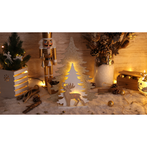 Tracon LED karácsonyi fenyő szarvas arany elemes CHRTRWG10WW
