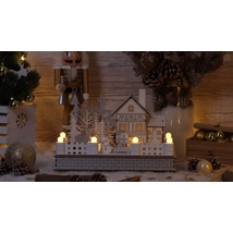 Tracon LED karácsonyi házikó fa fehér elemes meleg fehér CHRWHW12WW