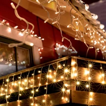 Home KKF 908/WW LED-es fényfüggöny, 30 m / 900 db melegfehér LED, 8 fényprogram, fehér vezeték, hálózati adapter, kül- és beltéri kivitel KKF 908/WW