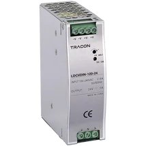 Tracon sínre szerelhető led tápegység szabályozható DC kimenettel 100-240V 2,6A/DC24V 5A/120W LDCVDIN-120-24