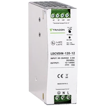 Tracon sínre szerelhető led tápegység szabályozható DC kimenettel 90-264V 2,6A/DC12V 10A/120W LDCVDIN-120-12