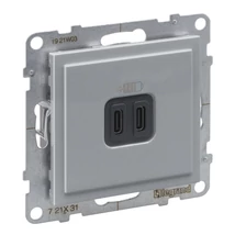 Legrand Suno alumínium 2xUSB-C csatlakozóaljzat, 3 A - 15 W, keret nélkül 721331