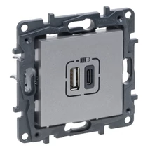 Legrand Niloé Step 2xUSB-A+C töltőaljzat 5V 3A 15W alumínium 863340