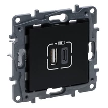 Legrand Niloé Step 2xUSB-A+C töltőaljzat 5V 3A 15W fekete 863540