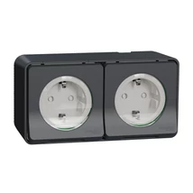 Schneider Electric MUREVA Styl 2x2p+f csatlakozóaljzat biztonsági zsaluval csapófedéllel rugós komplett antracitszürke MUR36029