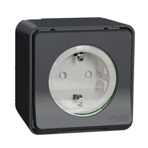Schneider Electric MUREVA Styl 2p+f csatlakozóaljzat biztonsági zsaluval csapófedéllel rugós komplett antracitszürke MUR36034