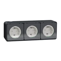 Schneider Electric MUREVA Styl 3x2p+f csatlakozóaljzat biztonsági zsaluval csapófedéllel rugós komplett antracitszürke MUR36038