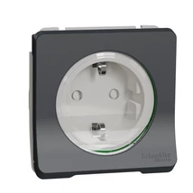 Schneider Electric MUREVA Styl 2p+f csatlakozóaljzat biztonsági zsaluval csapófedéllel csavaros antracitszürke MUR36135