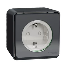 Schneider Electric MUREVA Styl 2p+f csatlakozóaljzat biztonsági zsaluval csapófedéllel csavaros komplett antracitszürke MUR36731