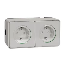 Schneider Electric MUREVA Styl 2x2p+f csatlakozóaljzat biztonsági zsaluval csapófedéllel rugós komplett polárfehér MUR39035