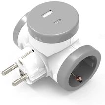 Stilo STI1803 TDF Elosztó dugaljba 2-es, földelt dugvillához +USB-A + USB-C; 2 plug + 2 USB Stilo STI1803