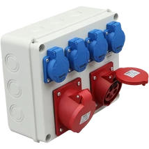 Tracon ipari csatlakozó doboz 1×16A +1×32/400V 4×16A/250V TDB08-0M