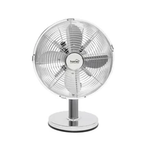 Home TFS 25 asztali fém ventilátor, 30 W, 3 fokozat, 25 cm-es lapátátmérő, oszcillálás, 4 ventilátorlapát, ezüst színű bevonat TFS 25