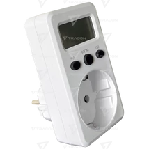 Tracon digitális fogyasztásmérő dugaljba LCD kijelzőjű 3680W IP20 TVOD01