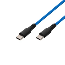 Home USBCC1 töltőkábel, USB-C / USB-C, 2.1A, 1m,szövött, kék USBCC1