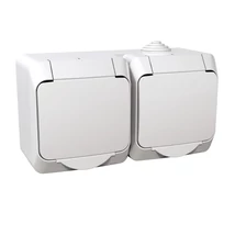 CEDAR PLUS 2x2P+F csatlakozóaljzat, gyermekvédelemmel, csapófedéllel, IP44, 
