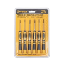 WORKSITE WT8091 műszerész csavarhúzó készlet, 6db, lapos és Phillips csillag fejek, precíziós feladatokhoz WT8091