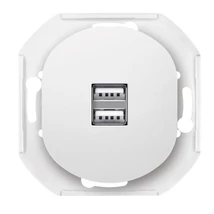 Aling-Conel EON 2xUSB töltő csatlakozó aljzat 21A 5V= keret nélkül fehér E6161.0