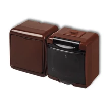 Aquastar 101+dugalj IP44 barna vízmentes falon kívüli kapcsoló 22011B