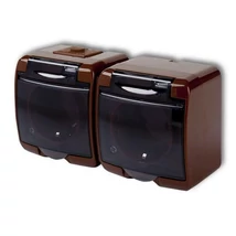 Aquastar 2x2P+F dugalj  IP44 barna vízmentes falaon kívüli 22121B