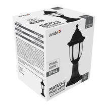 Avide Mateo-S kültéri állólámpa fekete 1xE27 430 mm IP44 AOPLS-1XE27-MAT