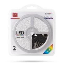 Avide RGB LED szalag szett 5V 7,2W/m 30LED/m USB csatlakozó 2m IP65 ABLSBL5V5050-30RGB65