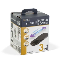 Delight beépíthető rejtett konnektor USB aljzattal fekete 20463BK