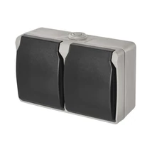 Emos falon kívüli 2x2P+F dupla dugalj szürke-fekete IP44 A1396.1