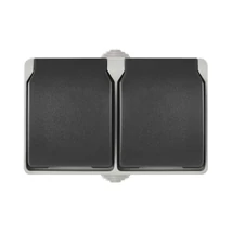 Emos falon kívüli 2x2P+F dupla dugalj szürke-fekete IP44 A1396.1