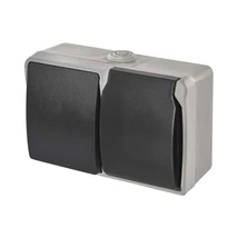 Emos kombinált falon kívüli váltókapcsoló+2P+F dugalj szürke-fekete IP44 A1396.2