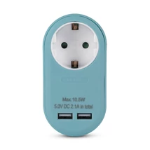 Entac fali elosztó aljzat + 2 USB port kék EPAG-1EE-2USB-B