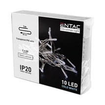 Entac karácsonyi fényfüzér beltéri 1,3m 10 LED hideg fehér IP20 ECL-10CW