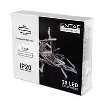 Entac karácsonyi fényfüzér beltéri 3,3m 30 LED hideg fehér IP20 ECL-30CW