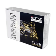 Entac karácsonyi nano fényfüzér beltéri időzítővel 1,1m 20 LED meleg fehér IP20 ECL-S20WW-T