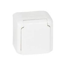Forix IP44 fk 2P+F földelt csatlakozóaljzat, 16A, csapófedéllel, gyv, fehér
