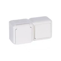 Forix IP44 fk 2P kapcsoló + 2P+F csatlakozóaljzat, csapófedéllel, gyv, fehér