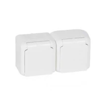 Forix IP44 fk 2x2P+F földelt csatlakozóaljzat, 16A, csapófedéllel, gyv, fehér
