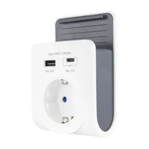 GAO Földelt lengő csatlakozóaljzat 2XUSB+ mobiltelefon tartóval 6005H
