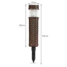 Leszúrható szolár lámpa - rattan hatású, barna - hidegfehér 7x7x28(+12)cm 11727