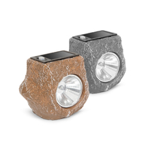 LED-es kültéri szolárlámpa - szürke / barna kő - hidegfehér - 80x56x70mm 11389D