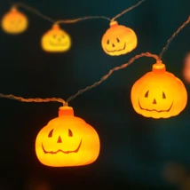 Halloween LED-es fényfüzér tök 12 LED 2xAA 1,65m 56528B