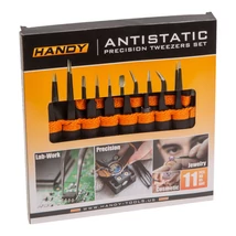 Handy precíziós csipesz szett antisztatikus 11 részes matt fekete 10779B