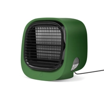 Hordozható mini léghűtő ventilátor LED világítással USB zöld BW2009GR