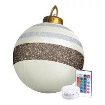 Karácsonyi felfújható RGB LED-es óriás gömb fehér/barna 60 cm 58740A