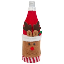 Karácsonyi italos üveg dekor, 3D rénszarvas, poliészter, 27 x 12 cm 58728C