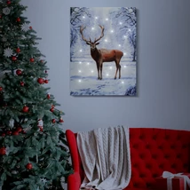 Karácsonyi LED-es fali hangulatkép rénszarvas 30x40 cm 58475