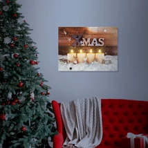Karácsonyi LED-es hangulatkép fali akasztóval 40x30x1,5 cm 58460